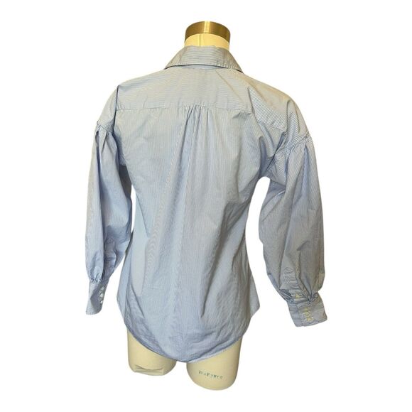 ANN MASHBURN Penelope Striped Puff Sleeve Button Down Shirt Sz XS - Picture 4 of 6